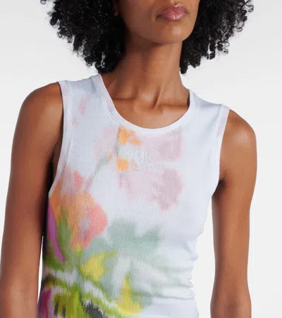 Loewe Silk-blend Dress With Floral Digital Print In White