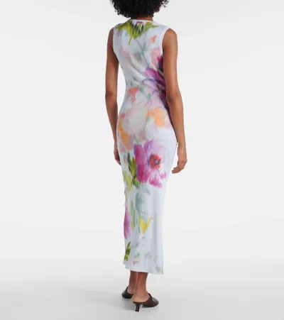 Loewe Silk-blend Dress With Floral Digital Print In White