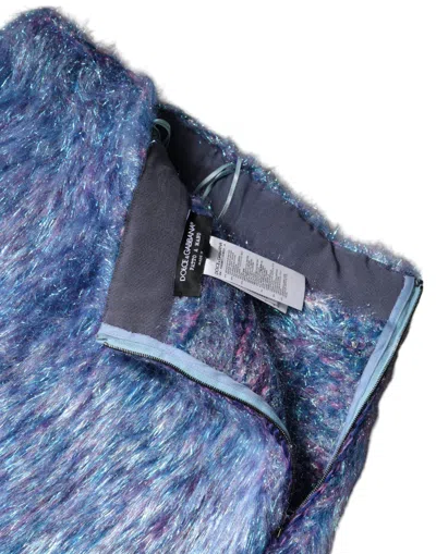 Dolce & Gabbana Multicolor Plush High Waist Mini Skirt In Blue