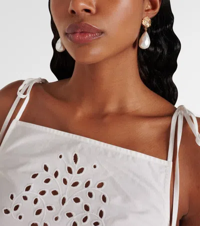 Self-portrait Shell-shaped Earrings With Teardrop Pearl Pendant