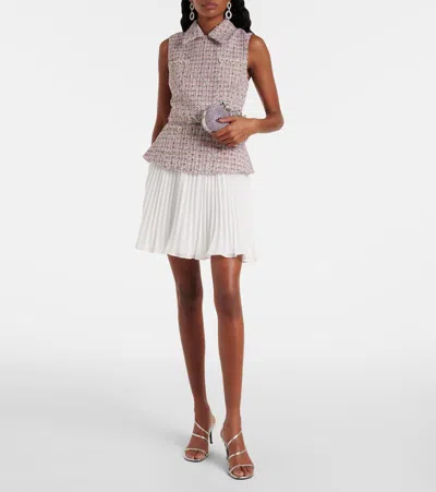 Self-portrait Shimmering Crystals Clutch Bag In Purple