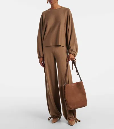 Max Mara Archetipo Large Suede Tote Bag In Brown