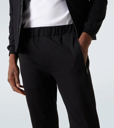 Prada Mens Black Contrast-trim Tapered-leg Cotton And Nylon Jogging Bottoms In Blue