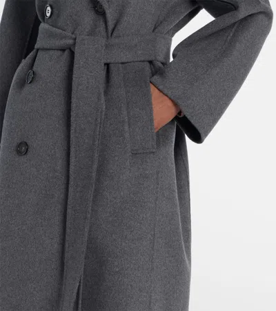S Max Mara Grey Double Wool Paul Double-breasted Coat