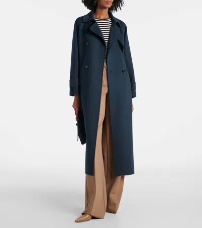 S Max Mara Virgin Wool Double-breasted Coat In Blue
