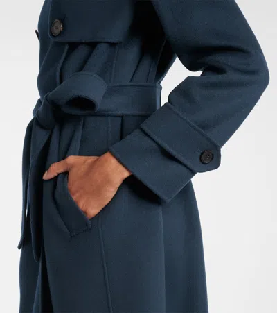 S Max Mara Virgin Wool Double-breasted Coat In Blue