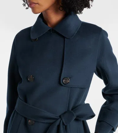 S Max Mara Virgin Wool Double-breasted Coat In Blue