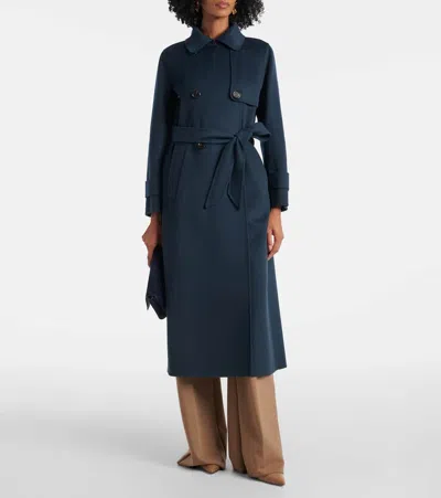S Max Mara Virgin Wool Double-breasted Coat In Blue