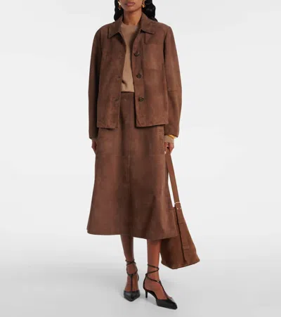S Max Mara Suede Overshirt In Brown