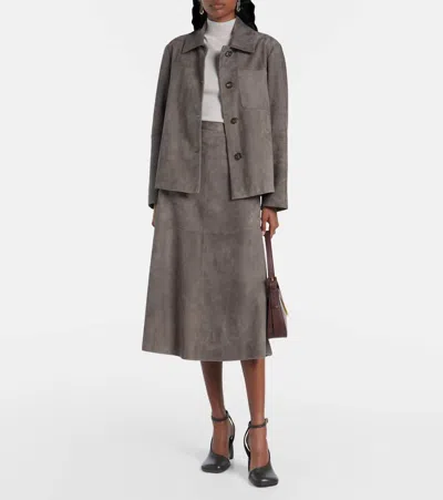 S Max Mara Suede Overshirt In Brown