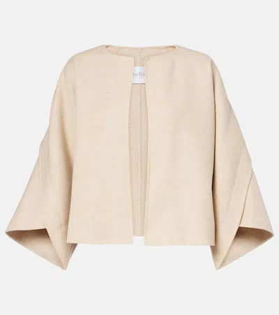 Max Mara Ovada Cropped Wool And Cashmere-blend Felt Jacket In Neutral
