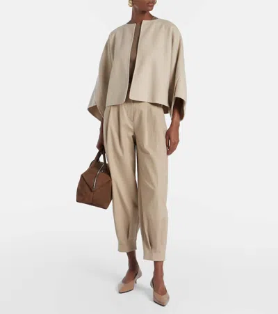Max Mara Ovada Cropped Wool And Cashmere-blend Felt Jacket In Neutral