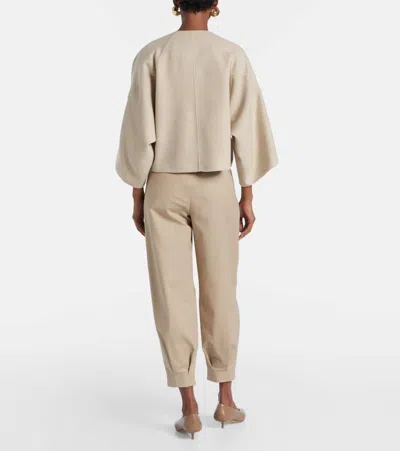 Max Mara Ovada Cropped Wool And Cashmere-blend Felt Jacket In Neutral