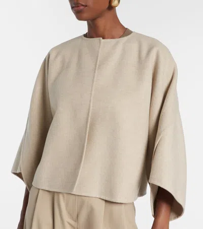 Max Mara Ovada Cropped Wool And Cashmere-blend Felt Jacket In Neutral
