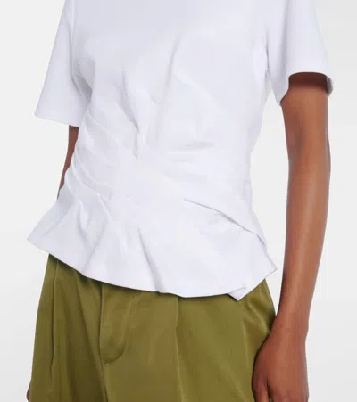 Loewe Draped Cotton-blend Jersey T-shirt In White