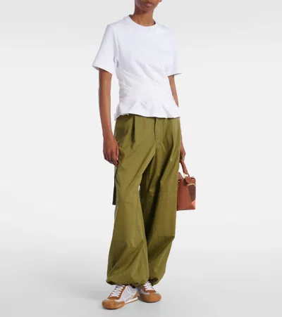 Loewe Draped Cotton-blend Jersey T-shirt In White