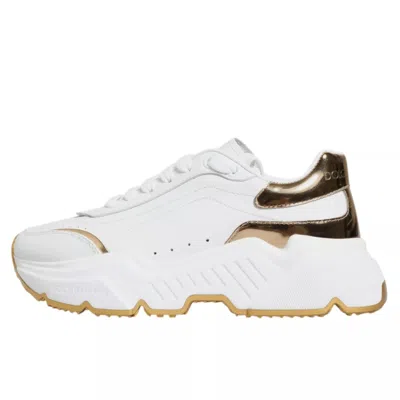 Pre-owned Dolce & Gabbana White Gold Daymaster Low Top Sneakers Women's Shoes ()
