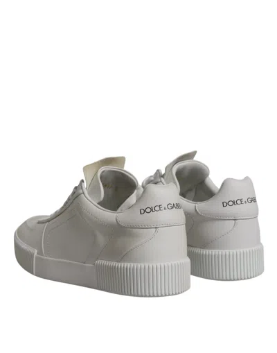 Dolce & Gabbana White Miami Leather Low Top Sneakers Shoes In Gray