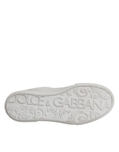 Dolce & Gabbana White Miami Leather Low Top Sneakers Shoes In Gray