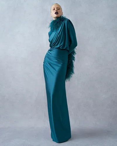 Lapointe Shine Jersey Asymmetrical Ruched Draped Gown