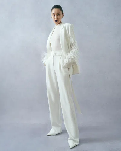 Lapointe Matte Crepe Double Breasted Blazer With Embroidery