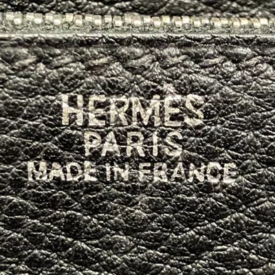 Pre-owned Hermes Black Taurillon Clemence Leather Long Wallet (bi-fold) ()