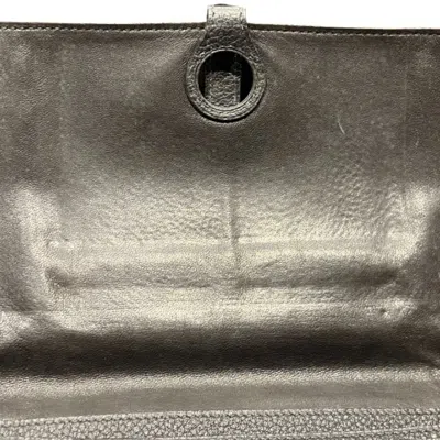 Pre-owned Hermes Black Taurillon Clemence Leather Long Wallet (bi-fold) ()