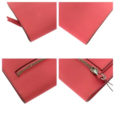 Pre-owned Hermes Pink Rose Azalee Long Wallet (bi-fold) ()