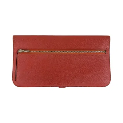 Pre-owned Hermes Red Color Rouge Grenat Togo Leather Long Wallet (bi-fold) ()