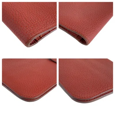 Pre-owned Hermes Red Color Rouge Grenat Togo Leather Long Wallet (bi-fold) ()