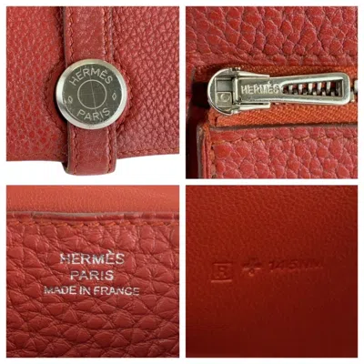 Pre-owned Hermes Red Color Rouge Grenat Togo Leather Long Wallet (bi-fold) ()