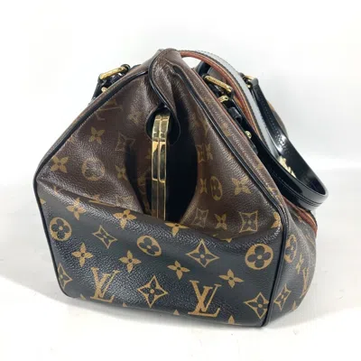 Pre-owned Louis Vuitton Black Brown Canvas Boston Bag Shoulder Bag ()