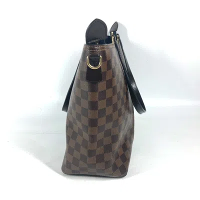 Pre-owned Louis Vuitton Black Brown Damier Canvas Leather Shoulder Bag Tote Bag ()