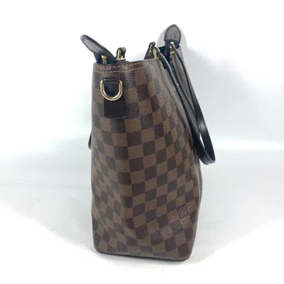 Pre-owned Louis Vuitton Black Brown Damier Canvas Leather Shoulder Bag Tote Bag ()