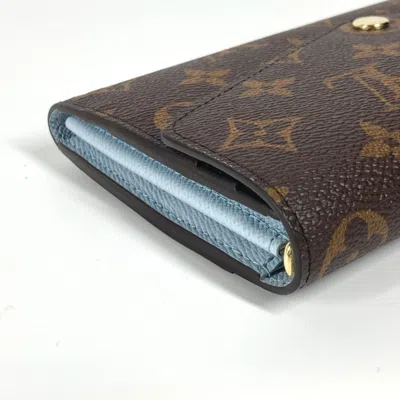 Pre-owned Louis Vuitton Blue Brown Monogram Long Wallet (bi-fold) () In Multi