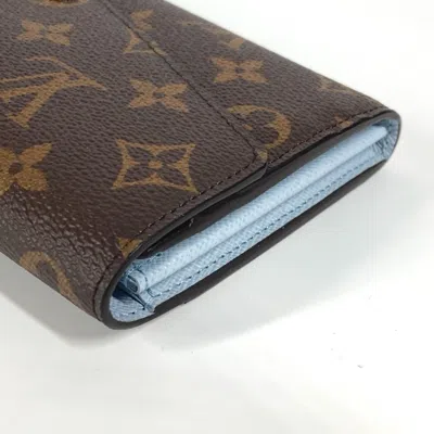 Pre-owned Louis Vuitton Blue Brown Monogram Long Wallet (bi-fold) () In Multi