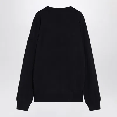 Balmain Blue Wool Sweater With Logo In Blue