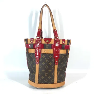 Pre-owned Louis Vuitton Brown Red Color Monogram Shoulder Bag Tote Bag ()