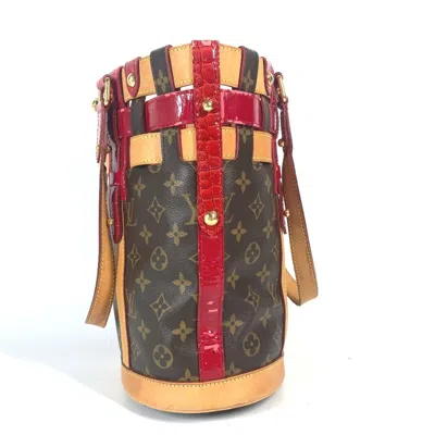 Pre-owned Louis Vuitton Brown Red Color Monogram Shoulder Bag Tote Bag ()