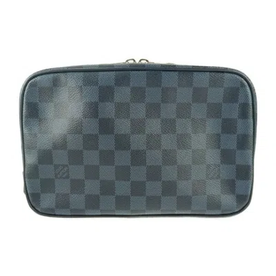 Pre-owned Louis Vuitton Damier Cobalt Navy Canvas Clutch Bag Pouch ()