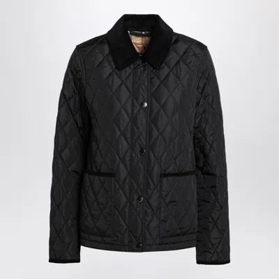 Burberry Check Lining Quilted Nylon Dorset Jacket In Black