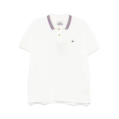 Vivienne Westwood Ribbed Collar Short Sleeves T-shirt In White