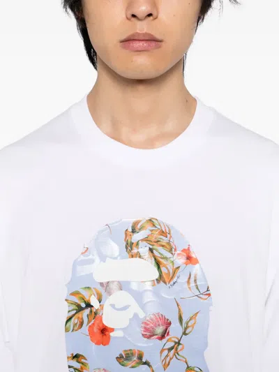 A Bathing Ape Vacation Pattern Ape Head T-shirt In White
