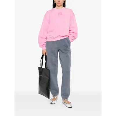 Alexander Wang Puff Logo Sweatshirt In Structured Terry Clothing In Pink