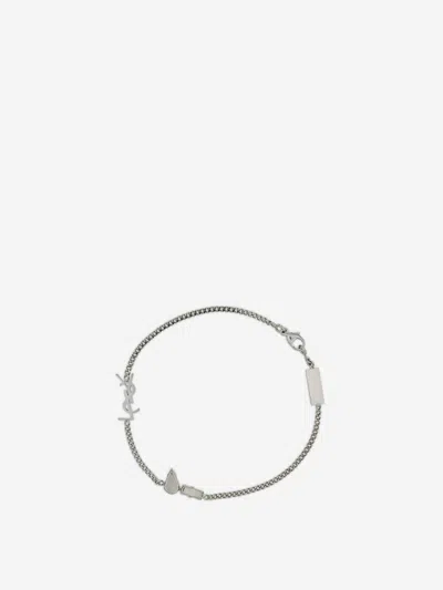 Saint Laurent Gemstone Bracelet In Metallic
