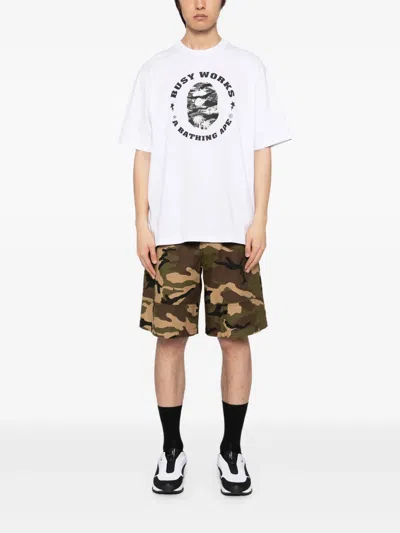 A Bathing Ape Logo-printed T-shirt In White