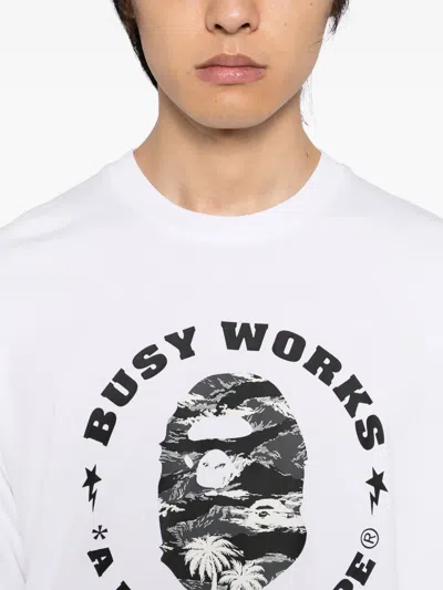 A Bathing Ape Logo-printed T-shirt In White