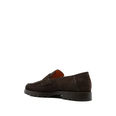 Santoni Men's Dark Brown Suede Penny Loafer