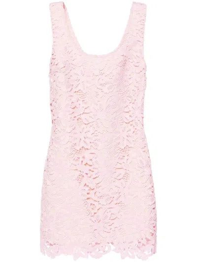 Self-portrait Self Portrait Pink Floral Lace Mini Dress In Pink