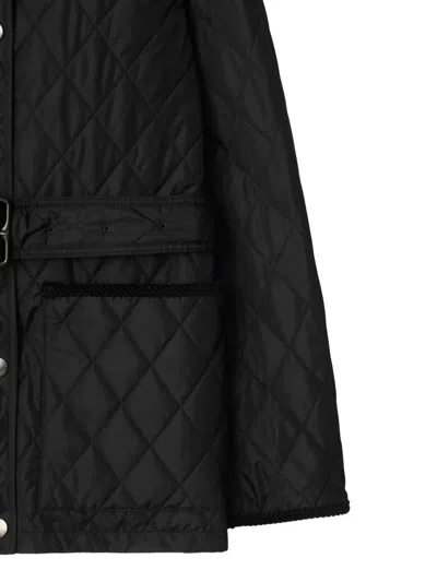 Burberry Black Quilted Jacket With Belt Women In Black